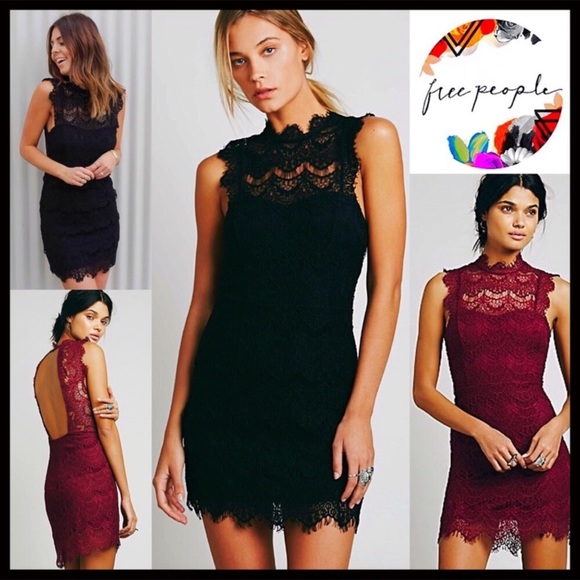 FREE PEOPLE BLACK CROCHET LACE SLIP DRESS - Picture 8 of 8